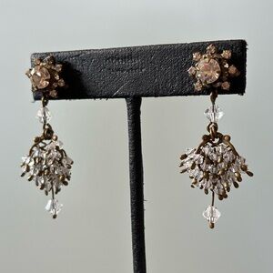 Vintage Brass Sorrelli Swarovski Clear Crystal Post Earring Chandelier Bridal
